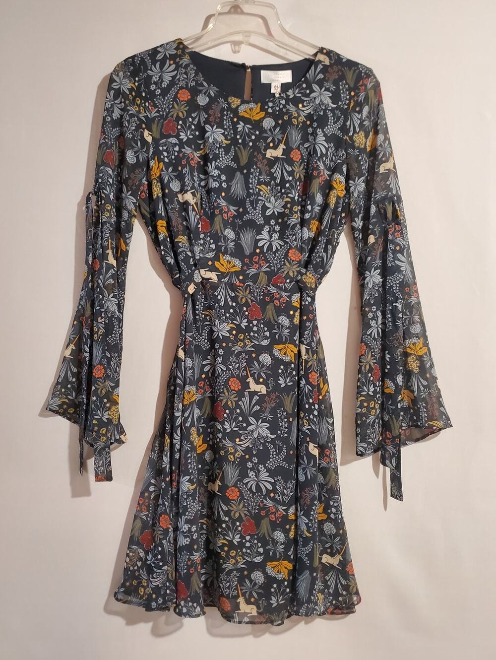 Lauren Conrad Runway Unicorn Fairytale Dress Size XS Whimsy Sheer Bell Sleeve